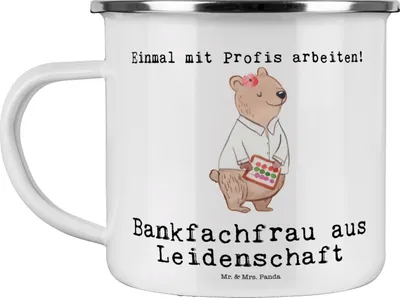 Produktbild von Mr. & Mrs. Panda Kaffeepott Bankfachfrau Leidenschaft - Weiß - Geschenk, Beruf, Bankangestellte, Teebecher, Witzig, Haferl, Lustig, Teetasse, becher emaille, Pott, Tasse