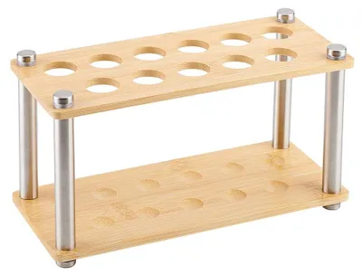 Reagenzglasständer aus Bambus, 11 Löcher, 21,5 mm Ø, 200x85x115 mm
