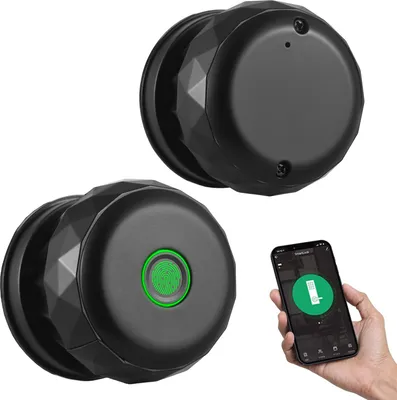 Produktbild von Smart Lock Schluesselloses Tuerschloss mit Fingerabdruck-Tuerknauf, TY-App-Fernbedienung, BT 3-in-1-Tuerschloss mit Fingerabdruck/Schluessel/App fuer 35šC55 mm grosse Buero-, Heim- und Schlafzimmertueren, Typ-C-Anschluss, Notaufladung