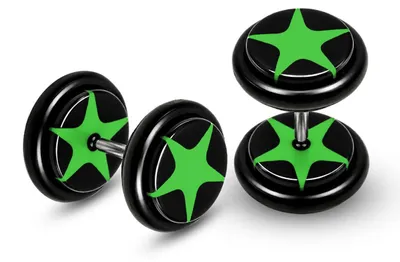 Produktbild von 1 Paar Fake Plugs Stern Ohrstecker Acryl Tunnel Look Edelstahlstift Gummiring - Modell 5