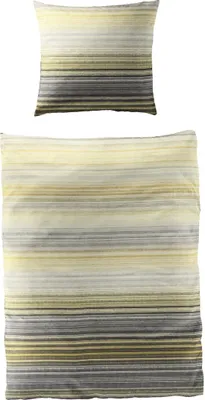 Produktbild von JACK by Bierbaum Mako Satin Bettwäsche 135x200cm 2 tlg. Streifen Melange Gelb Grau