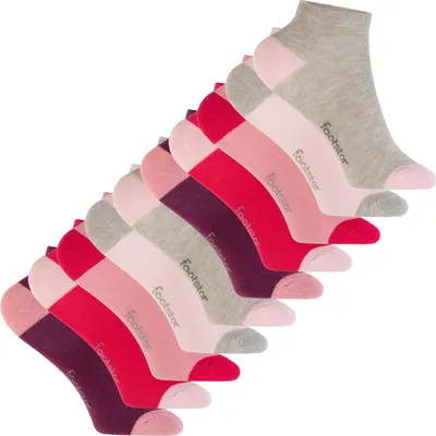 Produktbild von Footstar Kinder Baumwoll Kurzschaft Socken (10 Paar) mit abgesetzter Ferse und Spitze - Berry 35-38