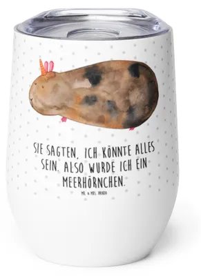 Produktbild von Mr. & Mrs. Panda thermosbecher Einhorn Meerschweinchen - Weiß - Geschenk, Meerhörnchen, Meerschwein, Unicorn, kaffee tasse, Thermobecher, Thermo Becher, glühwein