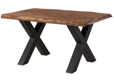Immagine prodotto di MASSIVMOEBEL24 | FREEFORM 5 tavolo da pranzo in legno di sheesham - verniciato grigio / gambe in ferro X antracite matt 160x90