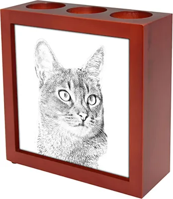 Produktbild von Abessinier - Stifthalter mit Katze, Schreibtischorganizer mit Aufdruck, personalisierte Schreibtischdekoration von der Marke Art-Dog