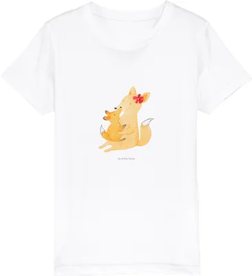 Produktbild von Mr. & Mrs. Panda Kleinkinder T-Shirt Fuchs Mama 12-14 Jahre (152/164) - Weiß - Geschenk, Bio Kinder, Teenager, Muttertag, Kinder-T-Shirt, Mutter, Tochter, Schoß, für