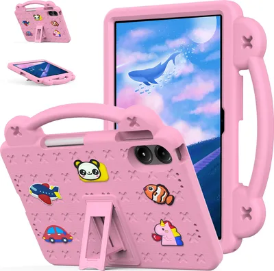 Obrázek produktu pro Ochranné pouzdro pro Xiaomi Redmi Pad Pro 2024 12.1", roztomilé dětské pouzdro, odolné proti nárazům s držadlem a stojánkem Růžový