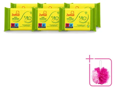 Productafbeelding van 6 pakken Zwitsal babydoekjes met lotion, geschikt voor de gevoelige huid, 65 stuks per pak - voordelipakket - 6 stuks