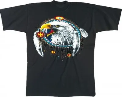 Produktbild von T-Shirt mit Print - Adler Indianerschmuck - 10611 schwarz - Gr. S-XXL Größe - S