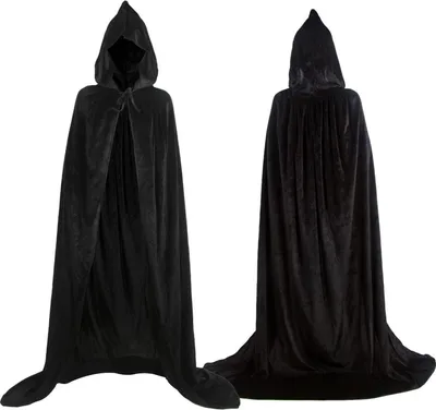 Produktbild von Vampir Umhang 150cm Schwarz Samt Kapuze Halloween Kostüm