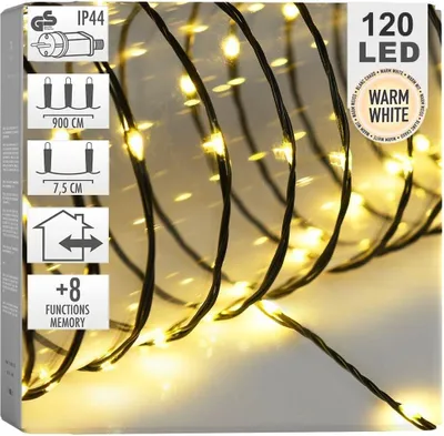 Zdjęcie produktu dla Oświetlenie świąteczne 120 LED ciepłobiałe 893 cm do użytku wewnątrz/na zewnątrz