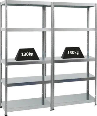 Produktbild von Mega Deal | 2x Schwerlastregal Steel Eagle  | HxBxT 180x80x40 cm |  Fachlast 130kg | Verzinkt