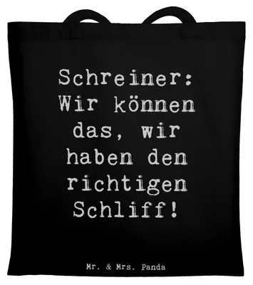 Produktbild von Mr. & Mrs. Panda Schultasche Spruch Schreiner Kompetenz - Schwarz - Geschenk, Jutebeutel, personalisierte Geschenke, Beruf, maßgeschneidert, Laptoptasche, Tasche