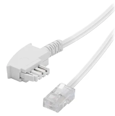 Produktbild von ViVanco™ADSL-Verbindungskabel, 1 m - Weiss, 1 m, TAE (F), RJ-45, Männlich, Männlich, Weiß