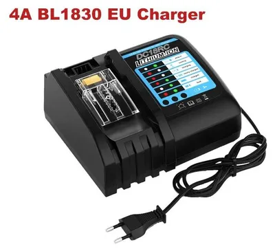 Image de Chargeur de batterie 18 V - Chargeur rapide 4 A - Pour batteries Li-ion d'outils électriques - Compatible avec les modèles BL1815/BL1830/BL1830B/BL1840/BL1850 - Chargeur de rechange
