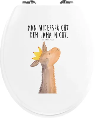 Produktbild von Mr. & Mrs. Panda Klobrille Lamakopf König - Weiß - Geschenk, Mama, holz toilettensitz, Klodeckel, Lamas, klo deckel, Lama, Freundin, Chef, WC Brille, Sitz