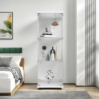 Obrázok produktu pre Sklenená vitrína s 3 policami, výška 125 cm