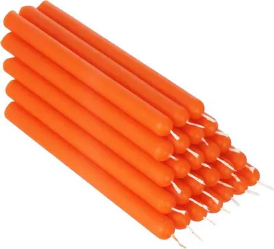 Produktbild von 25x Orange Bienenwachs 12cm Tafelkerze Ritualkerze Osterkerzen Farbig 36344
