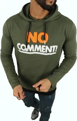 Produktbild von Herren Pullover Kapuzenpullover "No Comment" Pulli Kapzuensweatshirt Premium Hoodie Baumwolle S Grün