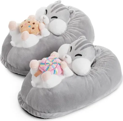 Produktbild von Corimori - Holly der hungrige Hamster Plüsch-Hausschuhe EU Einheitsgröße 34 - 44, Grau