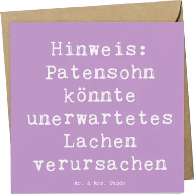 Produktbild von Mr. & Mrs. Panda Grußkarte Spruch Unerwartetes Lachen Patensohn - Lavendeltraum - Geschenk, Verwandte, Freude, faltkarte, Glückwunschkarte, Patenkind, Überraschung, Humor