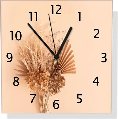 Produktbild von Wallario Design Wanduhr Trockenblumenarrangement aus Echtglas, Größe 30 x 30 cm