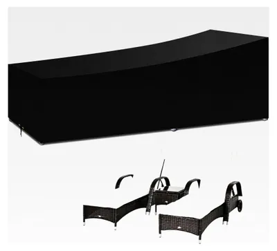 Produktbild von Abdeckung für Gartenliege, 220x80x35/55cm, 420D Oxford-Gewebe, wasserdicht, UV-beständig, Schutzhülle für Liegestuhl, Schwarz