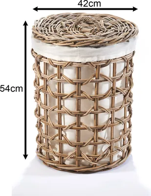 Produktbild von Kobolo Wäschebehälter PLAIT aus Rattan - Kubu grey - 42x42x54 cm - Wäschesammler Aufbewahrung Ordnung Wäsche Korb Truhe Beutel Box washbox big groß