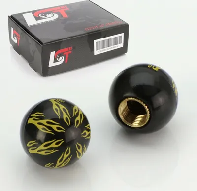 Produktbild von 2X Ventilkappe Reifenventil Kappe Kugel Ball Feuer Schwarz Für Pkw Lkw Motorrad