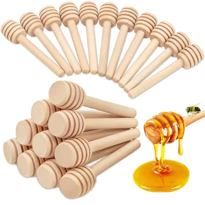 35 Honig-Löffel aus Holz, 10 cm, einzeln verpackt