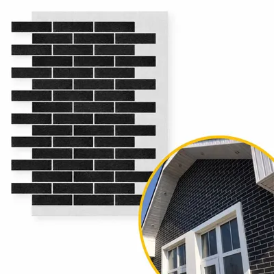 Produktbild von AMK Fassadenpaneele 010 Schwarz – Flexible Steinverkleidung in Natursteinoptik – 10 Paneele, 9 m² – Wandverkleidung für Innen & Außen, KI-generiertes Bild