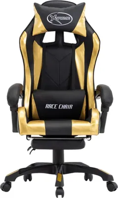 Produktbild von vidaXL Gaming-Stuhl mit Fußstütze Golden und Schwarz Kunstleder