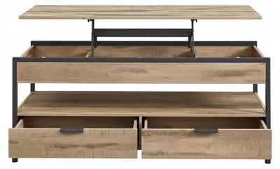 Produktbild von Höhenverstellbarer Couchtisch mit Schubladen | Braun-Schwarz | 120x50x48-63 cm