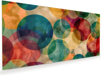 Produktbild von Glasbild 60x30cm in XXL für Wohnzimmer, Schlafzimmer Motiv Farbenfrohe Kreise