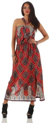 Produktbild von Damen Sommerkleid mit Barockmuster; Rot S/M