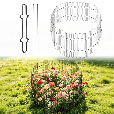 Metall-Gartenzaun, klappbar, 60 cm x 4,6 m, 10 Paneele, schwarz