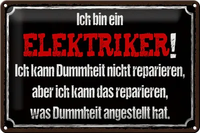Produktbild von Blechschild Spruch 30x20cm bin Elektriker kann reparieren