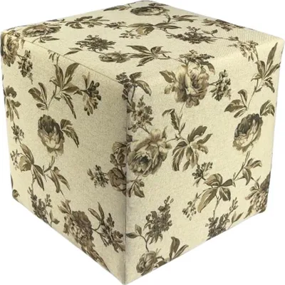 Obrázok produktu pre Velúrová stolička ROSE 40x40 cm štvorcová s úložným priestorom - rozkladacia stolička s vyšívaným bavlneným kvetinovým motívom - modrá
