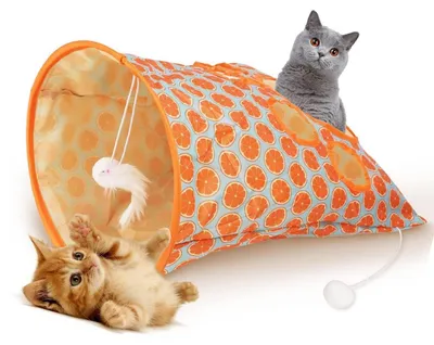 Produktbild von Katzen-Tunnel-Tasche mit Knistergeräuschen und Plüschspielzeug, Kratzfest, Interaktiv, Tragbar