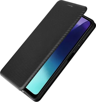 Produktbild von Für Xiaomi Redmi 14C Carbon Faser Hybrid Flip Design Schutz Hülle Case Schwarz