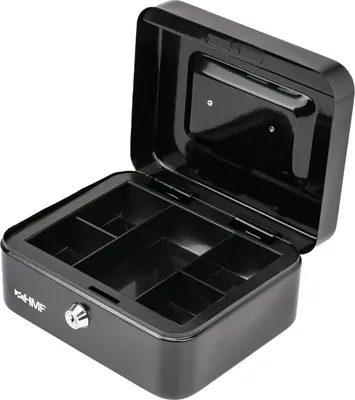 Produktbild von HMF 10120-02 Geldkassette abschließbar mit Münzeinsatz, 20 x 16 x 9,9 cm, schwarz