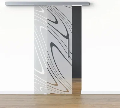 Produktbild von Pertura Glasschiebetür Komplettset Glera Water 02 1025x2050 mm Links inkl. Beschlag Selir Aluminium Edelstahloptik,Stang