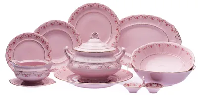 Produktbild von Leander Speiseset Sonata, Blumen, rosa Porzellan, Leander, 25 Stück