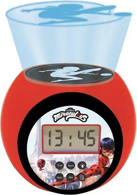 Obrázok produktu pre Miraculous detský budík s projekciou, nočné svetlo Ladybug, časovač, funkcia odloženia budenia