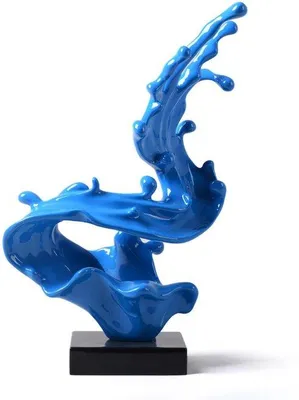 Productafbeelding van Unyqoos® Abstracte sculptuur van een zeegolf, gemaakt van polyresin – Modern decoratief object voor woonkamer en kantoor, 27 x 15 x 41 cm