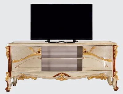 Produktbild von Casa Padrino Luxus Barock TV Schrank Silber / Braun / Gold - Prunkvolles Wohnzimmer Sideboard mit 2 Türen - Barock Wohnzimmer Möbel