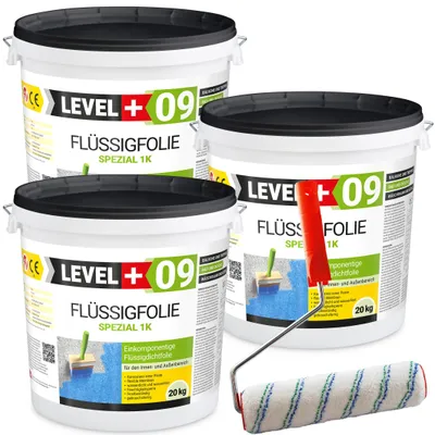 Zdjęcie produktu dla Folia w płynie Level FLÜSSIGFOLIE SPEZIAL L+09 60kg + Wałek Malarski 25cm