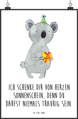 Produktbild von Mr. & Mrs. Panda Bild Koala Geschenk DIN A1 - Weiß - Party, Geburtstag, Wanddekoration, wandkunst, wanddeko, Wandbild, drucke