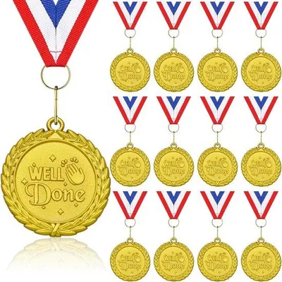 Produktbild von Famanu Medaillen 12 Stück - Goldene Medaillen für Sporttage und Feste