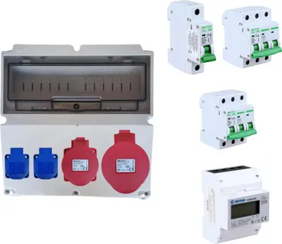 Produktbild von IP44 Baustromvertailer Wandverteiler Stromverteiler 40207505 10 Module 2x230V+16A+32A IP44 LS+Zahler